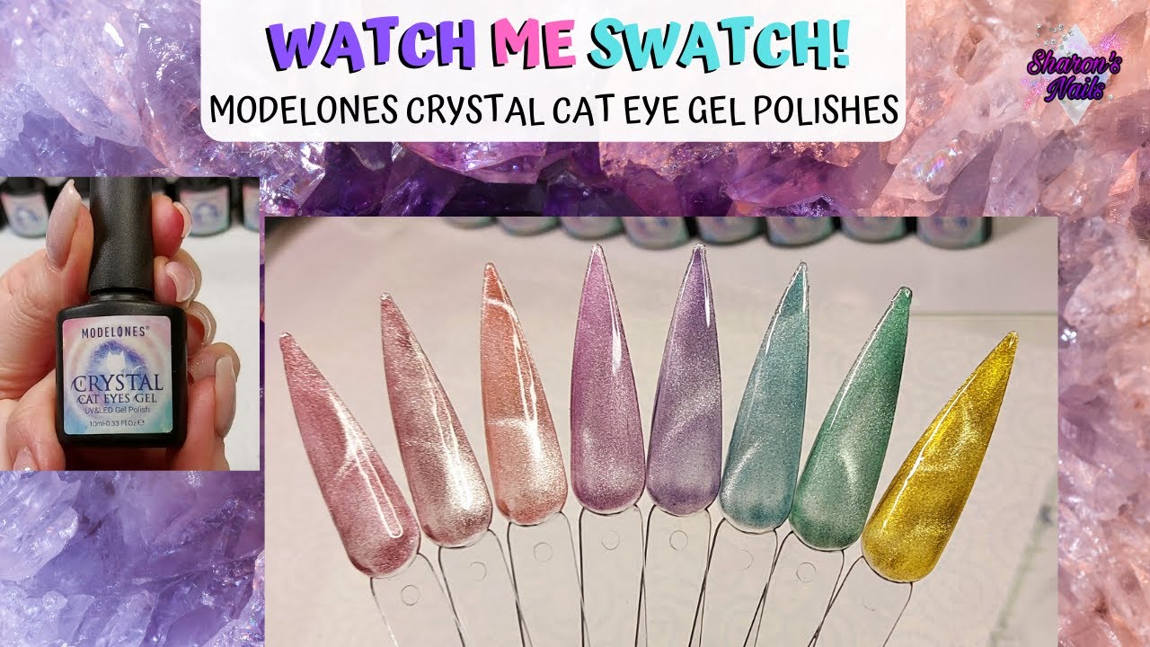 Swatching Crystal Cat Eye Gel Polishes (Modelones)