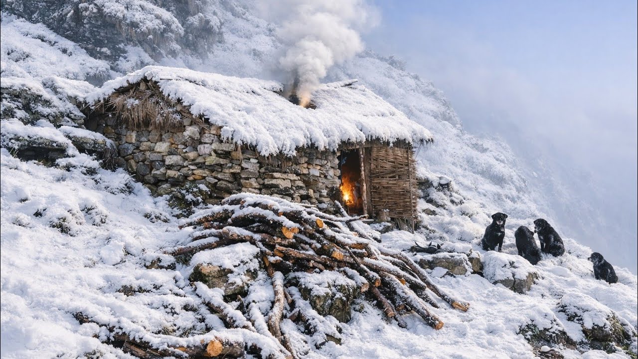 Best Life in The Nepali Mountain Village During the Snow | How People Live in Nepal With Snow Time |