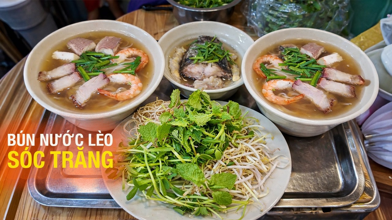 Quán bún nước lèo Sóc Trăng hiếm thấy nước lèo nấu riêng với mắm, thịt cá cá vuông vức - Vi Na TV