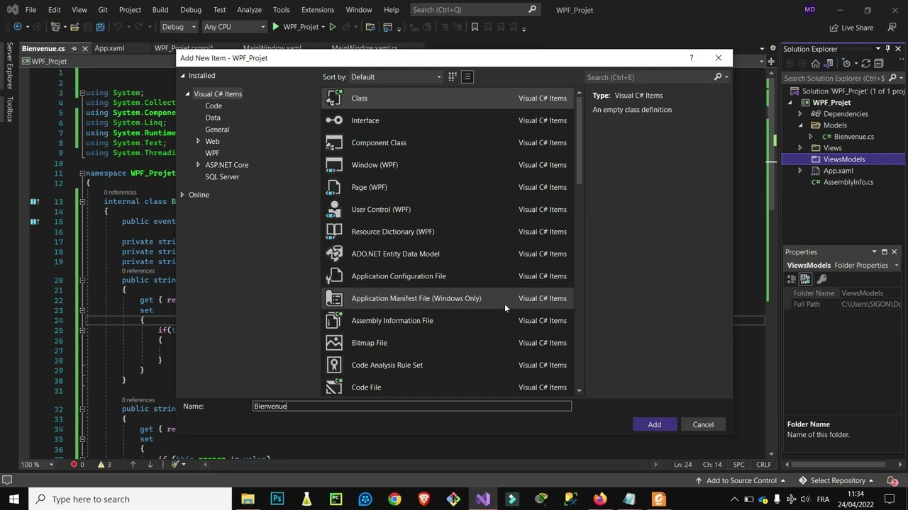 Application WPF en C#   PropertyChanged et Binding