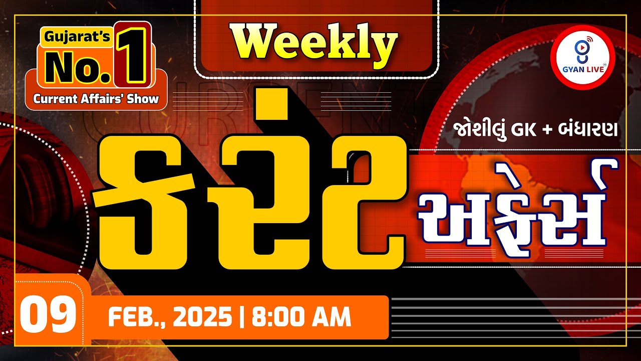 કરંટ અફેર્સ | Weekly Current Affairs | January, 2025 | LIVE @08am #gyanlive #current #weekly