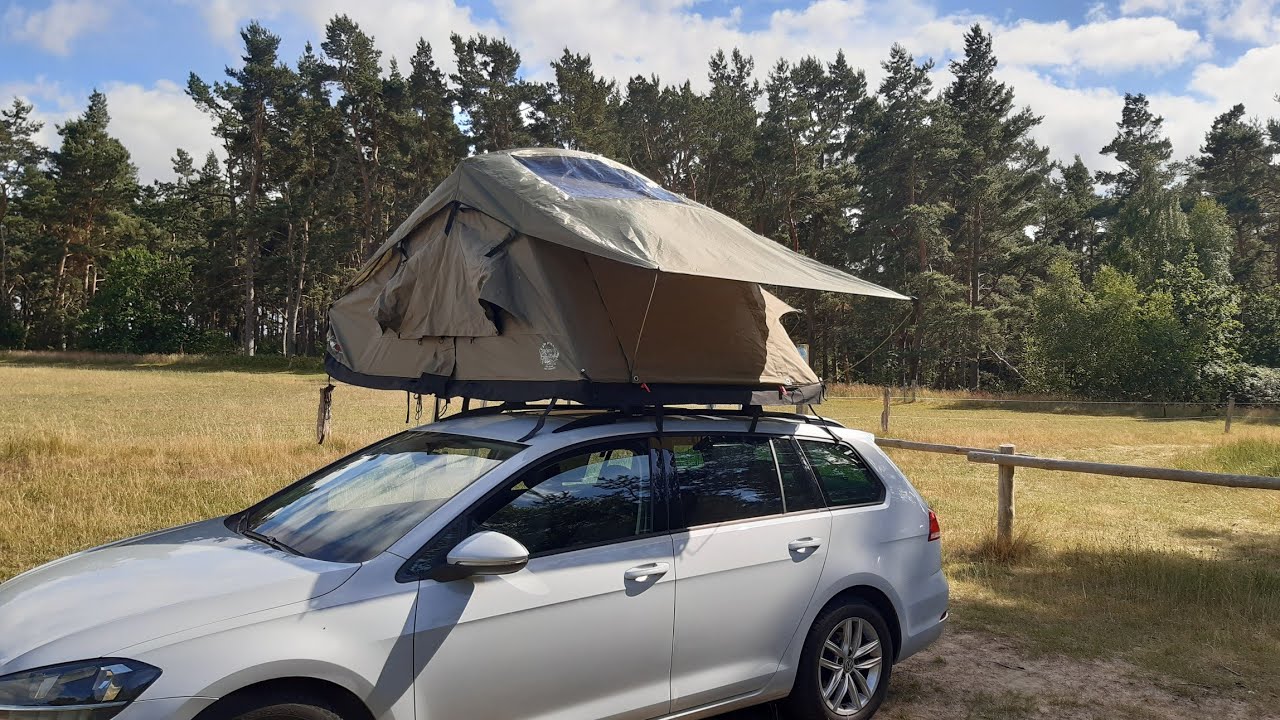 detailierter Aufbau Campwerk Adventure 165 oliv Dachzelt   | Familientauglicher Golf 7 Mini Camper