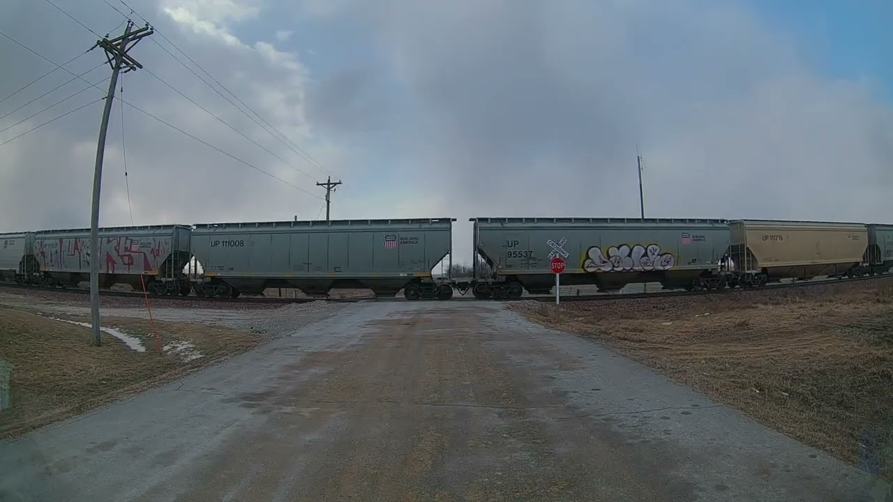 Southbound Union Pacific grain train south of Elkhart, Iowa on the Spine Line