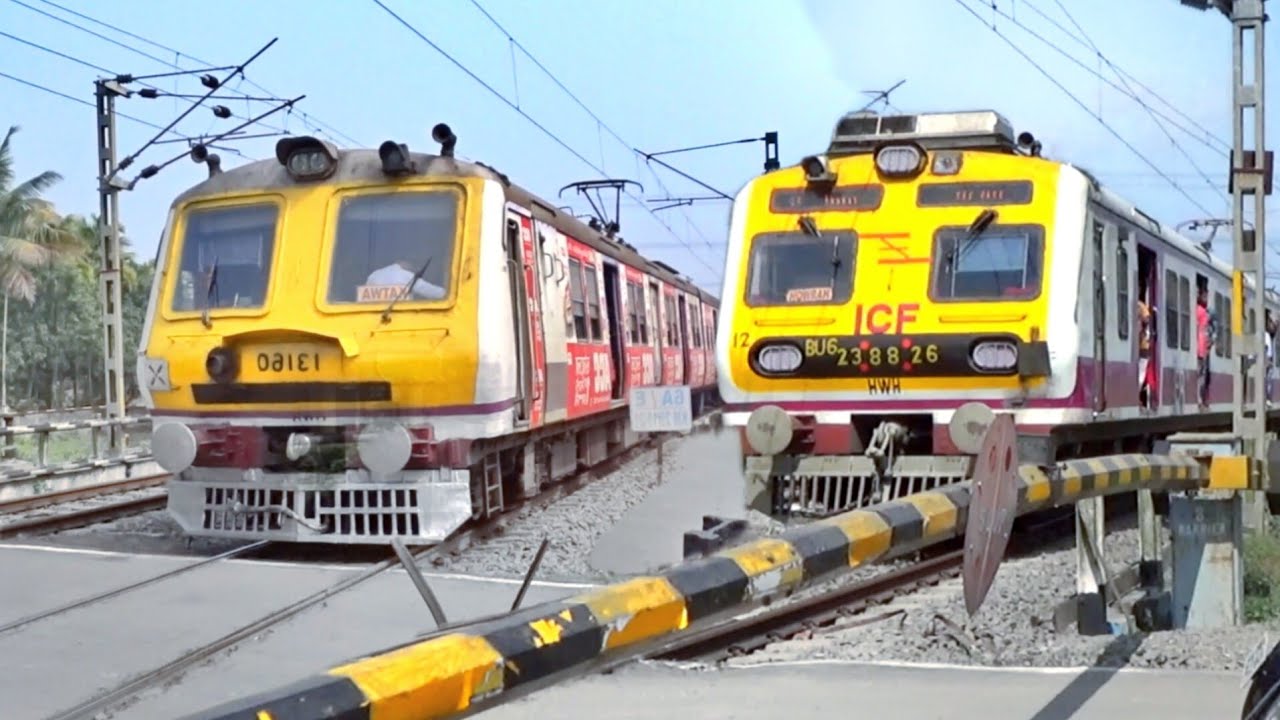 Quick Speedy EMU Local Trains & Fast Express Train Skip Between Busy Level Crossing | Indian Railway