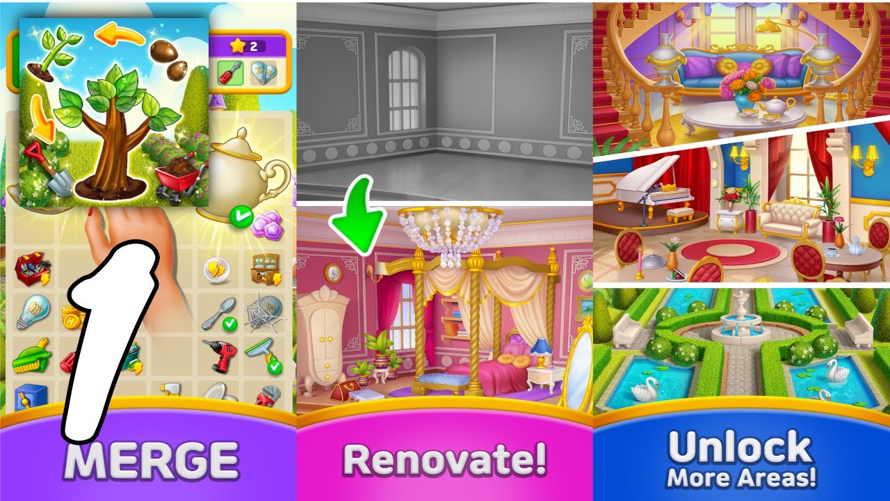 Merge Hotel : Makeover Design Gameplay Walkthrough #1 (Android, IOS)