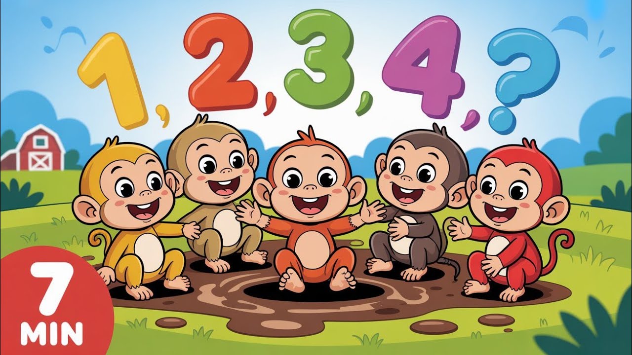 Five Little Monkeys 🐒 | Kids Favourite Rhymes Compilation (7 Minutes Fun)