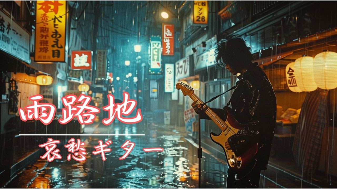哀愁ギター独奏・昭和歌謡BGM｜雨の路地裏で聴く1時間