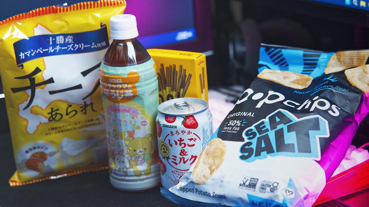 Trying strawberry milk, Banana Pocky, Popchips and more! 🥨🐻‍❄️🍓🧋🍵
