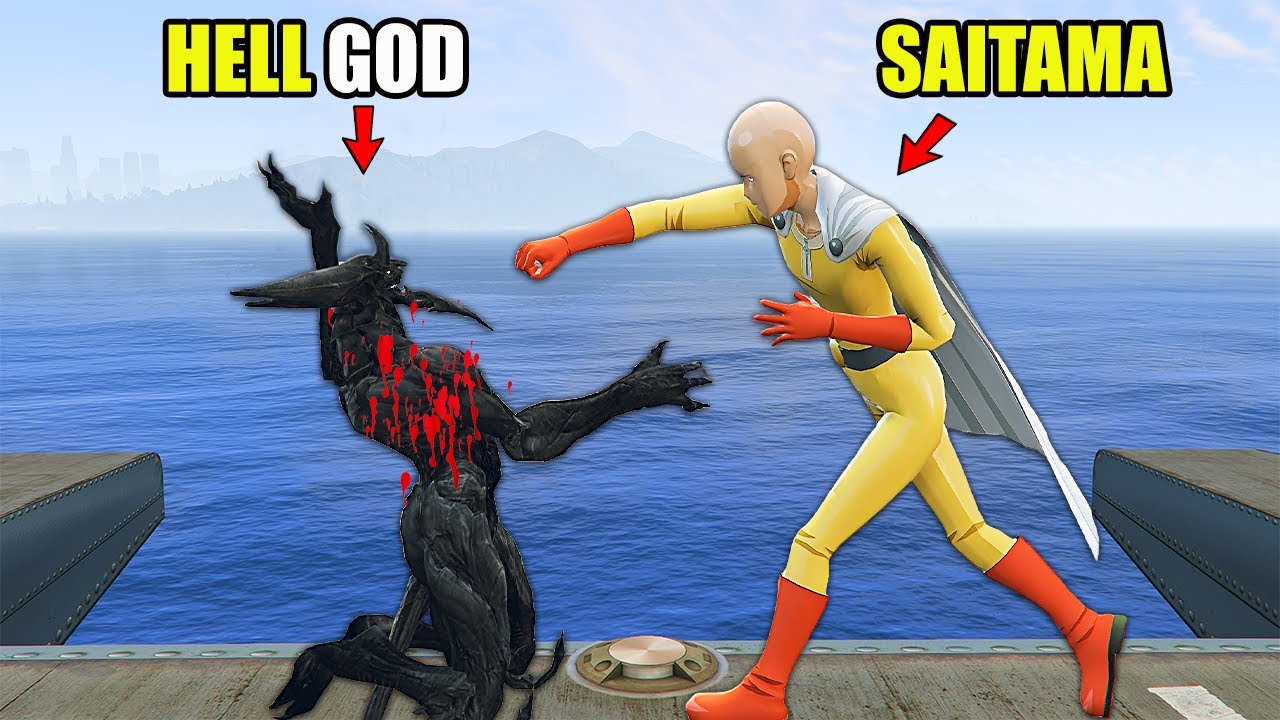 One Punch Man SAITAMA Defeat HELL GOD & His ARMY In GTA 5 | SHINCHAN and CHOP
