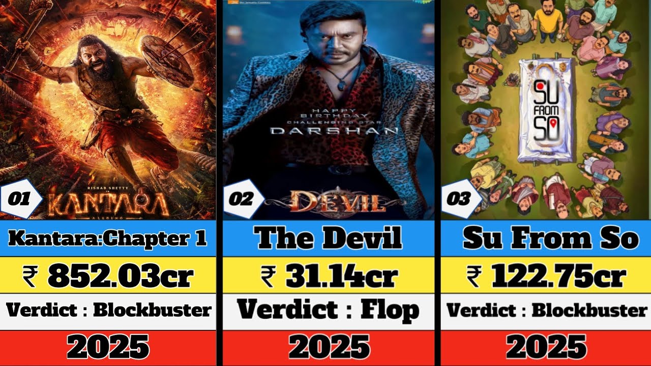 KANNADA ALL MOVIE Kannada Hit or flop Movies list 2025 kantara chapter 1😱Maadeva🥰Su from So🔥Devil 😈 