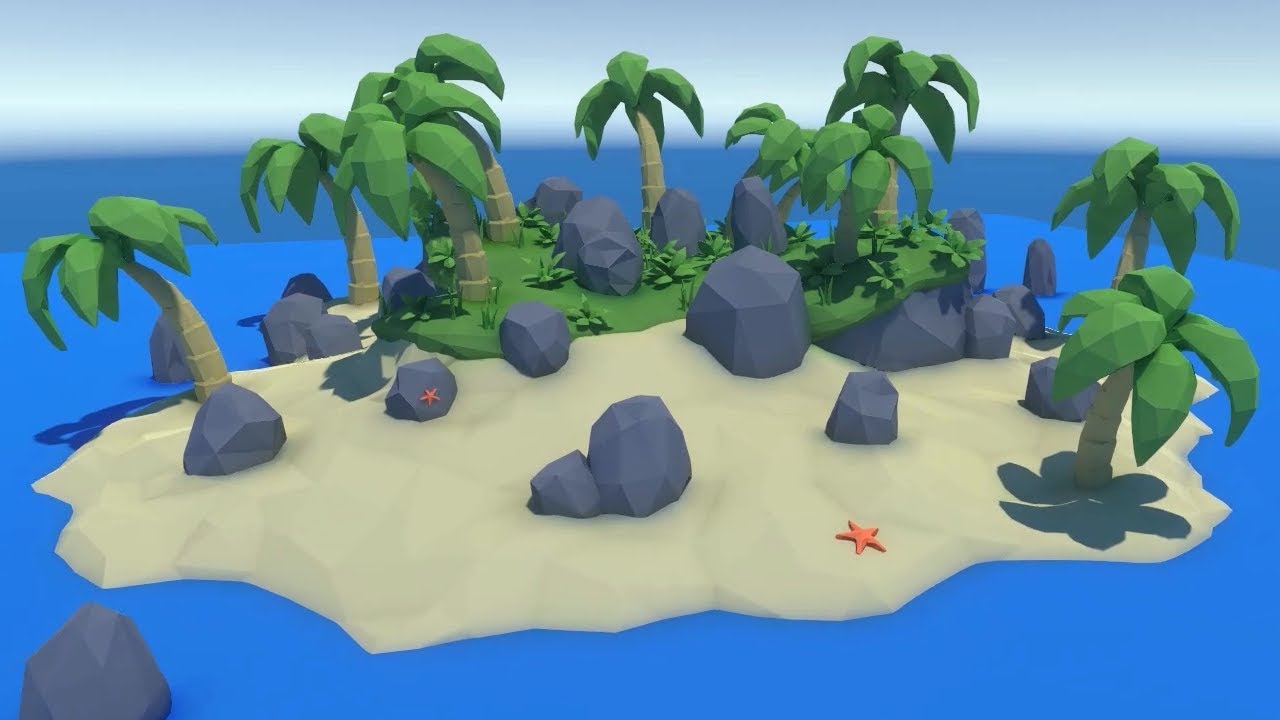 Timelapse Blender + Unity Low Poly Tropical Island Level for Mind Over Mushroom