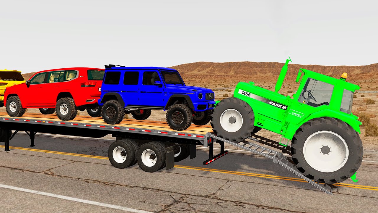 Flatbed Truck Mcqueen | Transportation with Truck - Pothole vs Car #304 - BeamNG.Drive