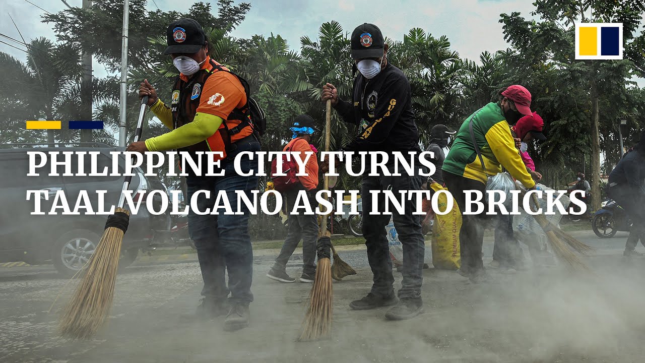 Philippine city makes bricks from Taal Volcano ash for reconstruction work