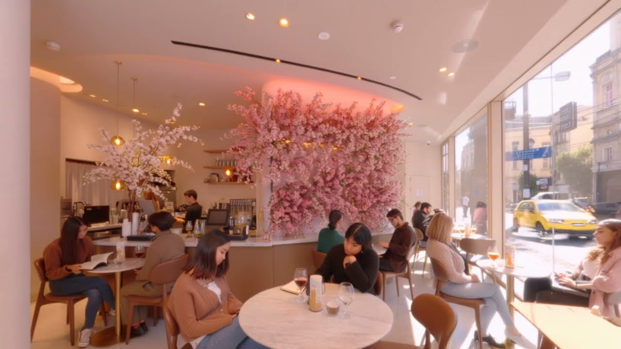 Escape to this Peaceful Blush Cafe — Perfect for Deep Focus & Study ☕🎀 Cafe Note Ambience カフェの勉強BGM