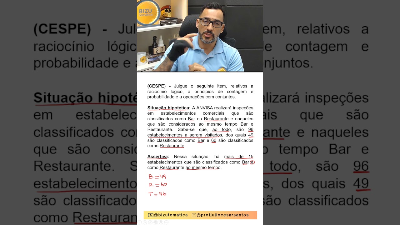 Racioc&iacute;nio L&oacute;gico - Conjuntos #pf #shortsyoutube #matematika  #matematica #matematik #cespe ##pf