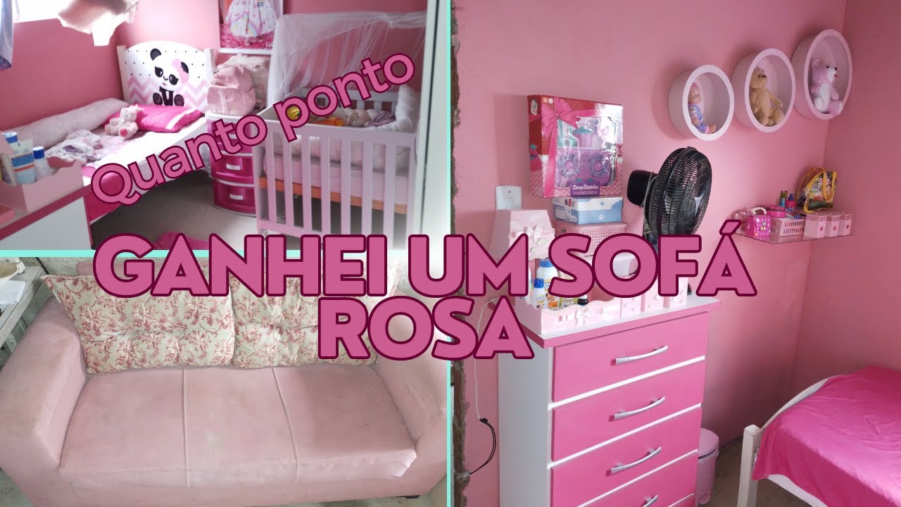 finalmente o quarto das meninas ficou ponto tudo simples😍ganhei um sofá rosa da minha sogra e lenço