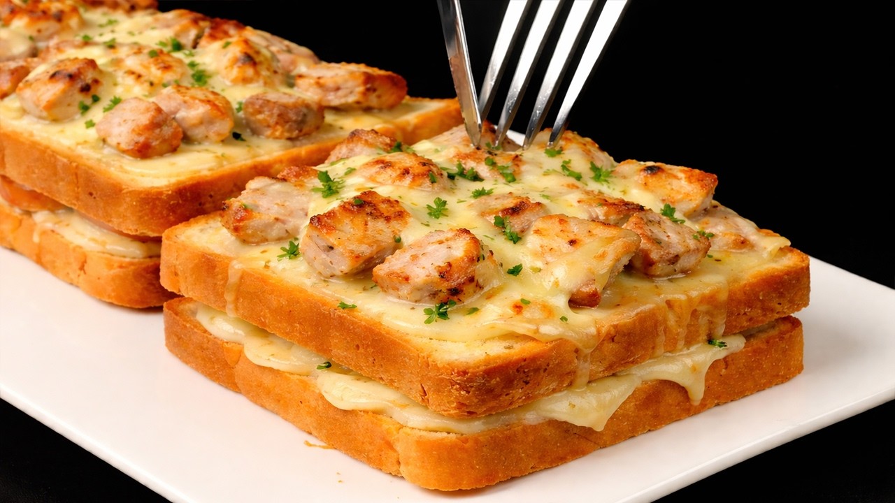 Eine neue Frühstücksidee! Gebackener Hähnchentoast! Einfach, sättigend und lecker!
