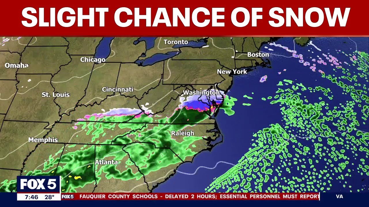 DC weather: Slight chance of snow Tuesday into Wednesday