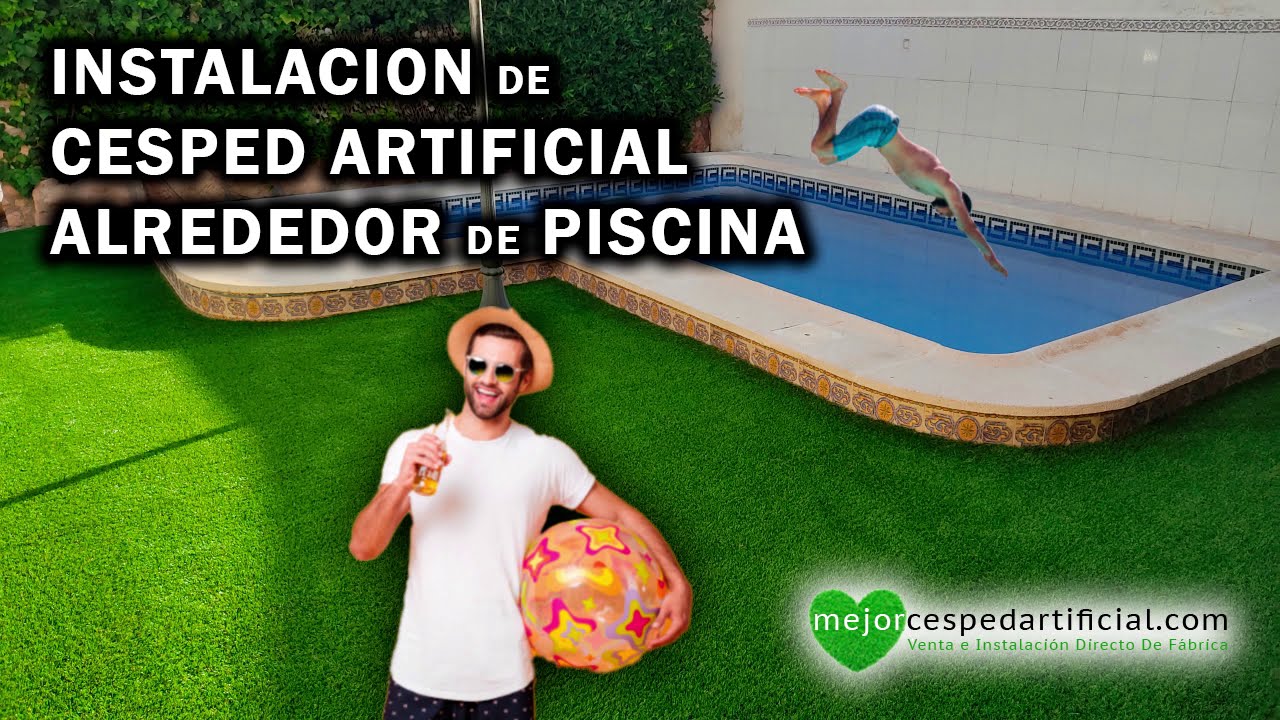 Instalar CÉSPED ARTIFICIAL alrededor de una PISCINA 🏊