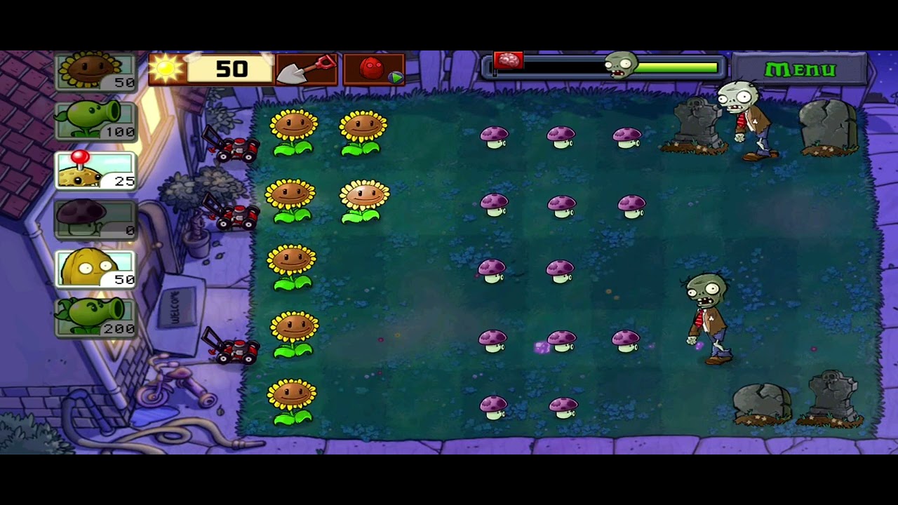 Lets Play PvZ ( Night Level 1 )