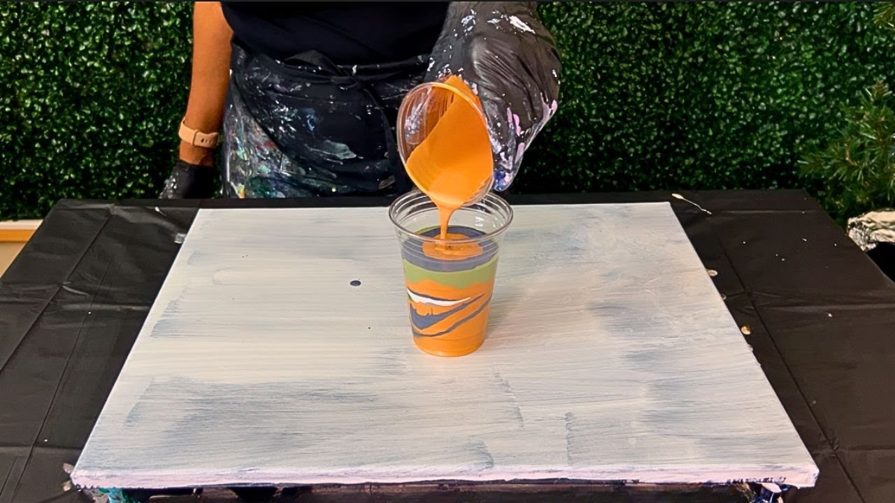 Satisfying Flip Cup Acrylic Pour with Liquid GOLD
