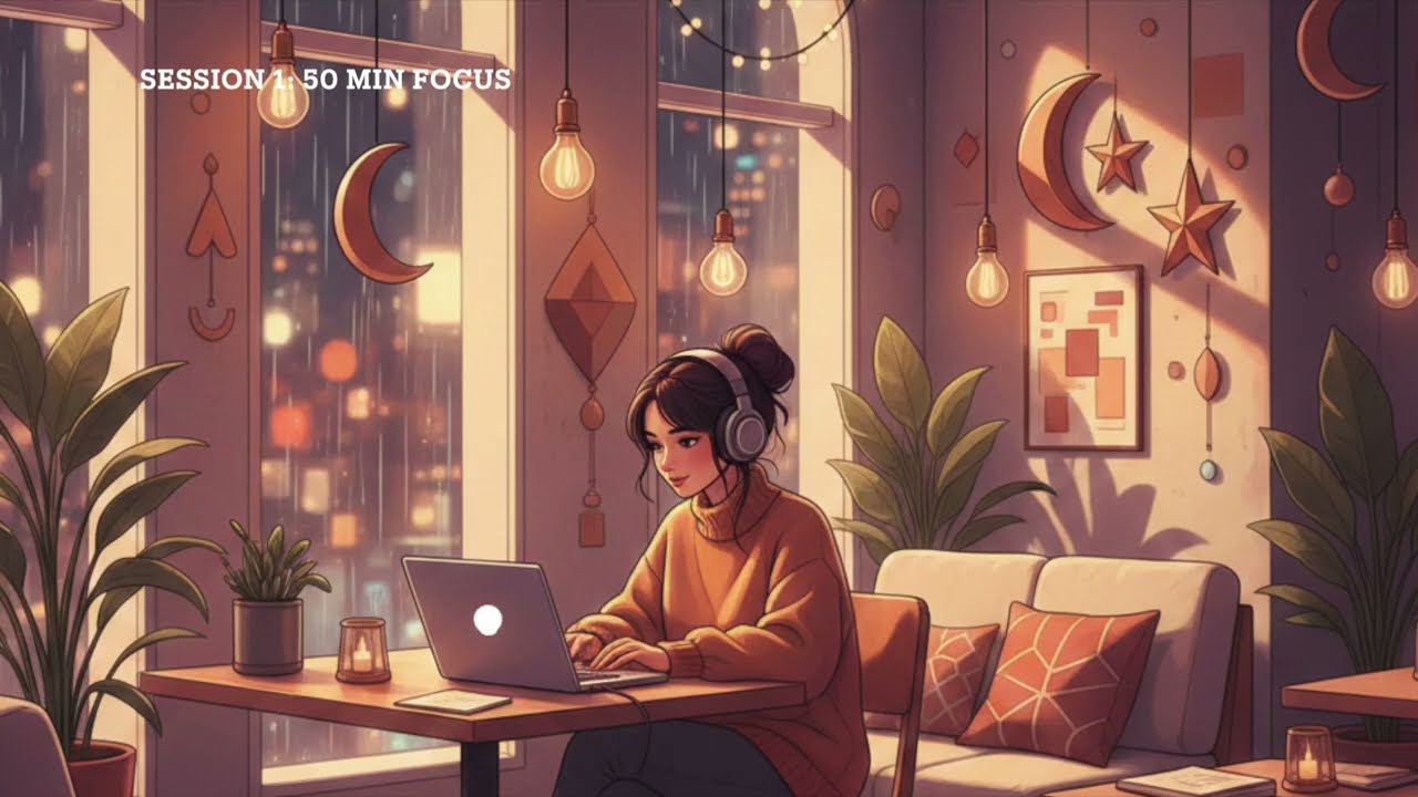 3-HOUR STUDY WITH ME on a Rainy Day: Ramadan Edition🌙 | Pomodoro 50/10, Lofi Ambiance, Deep Work