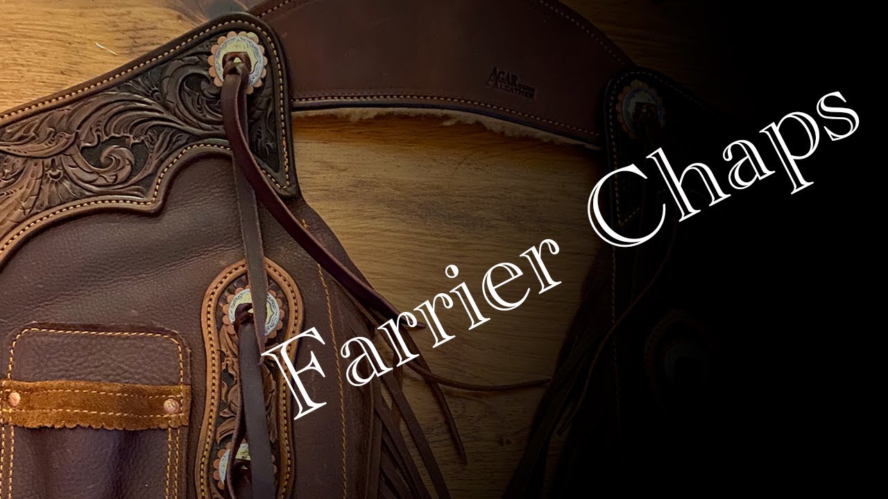 Making a pair of chaps. Reinforced for shoeing horses.