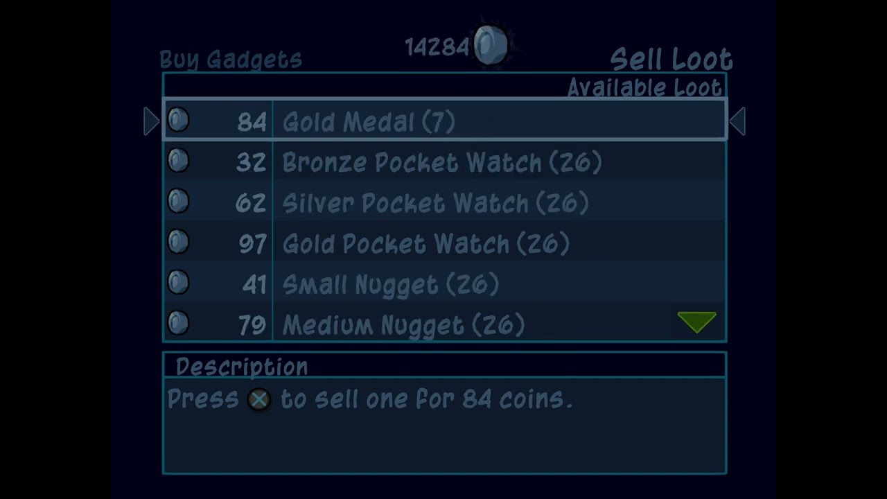 Sly 2 - Selling 26 of Every Pickpocket Item