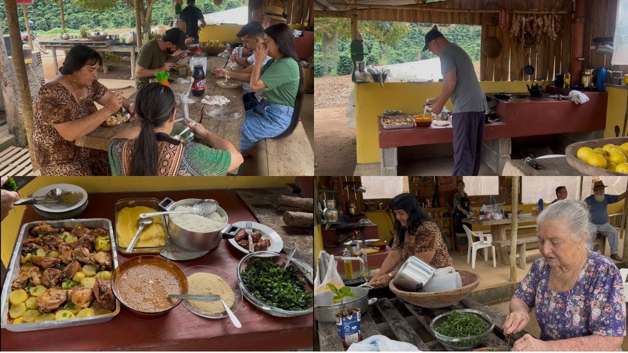 DELICIAS DE MINAS, ALMOÇO CAIPIRA NO FOGÃO A LENHA, NA CASINHA NO PÉ DA SERRA, MINHA MÃE VEIO.