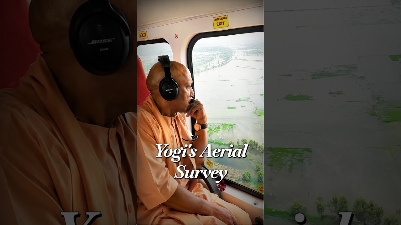 UP CM Yogi Adityanath Conducts Aerial Survey of Flood Hit Areas in Farrukhabad