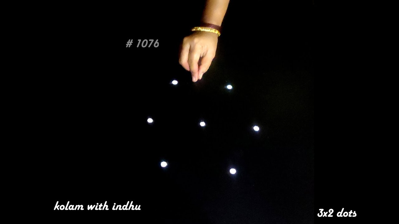3x2 dots Muggulu designs | Simple Rangoli With Color | Creative Kolam For Beginners kolam with indhu