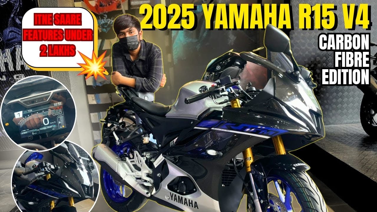 ⚡ Yamaha R15 V4 Carbon Fibre Edition 🏁 | Detailed Review, Mileage & Top Speed||Moto Biker 