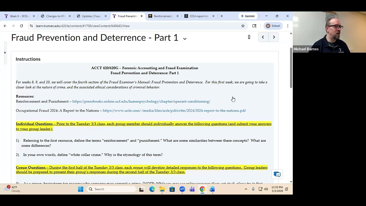 ACCT 620 (Spring 2026) - Fraud Prevention and Deterrence - Part 1