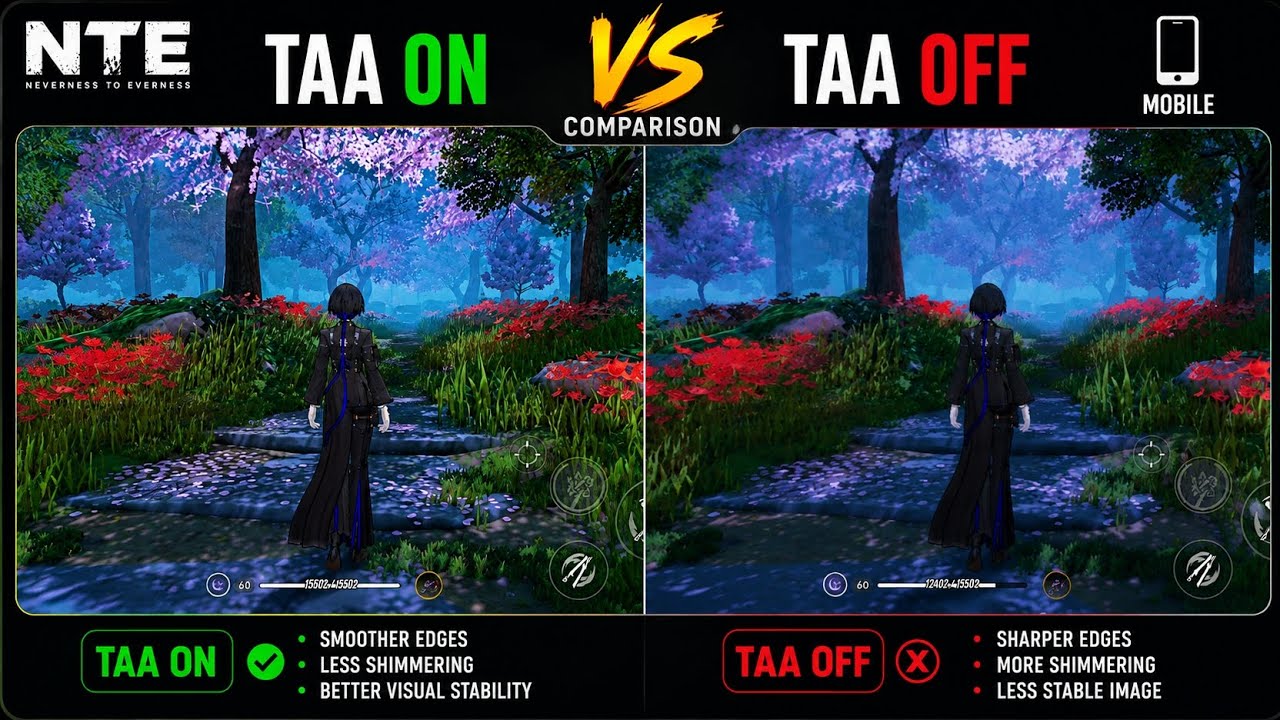 NTE Mobile Graphics Comparison 🔥 | TAA ON vs TAA OFF | Which Looks Better?
