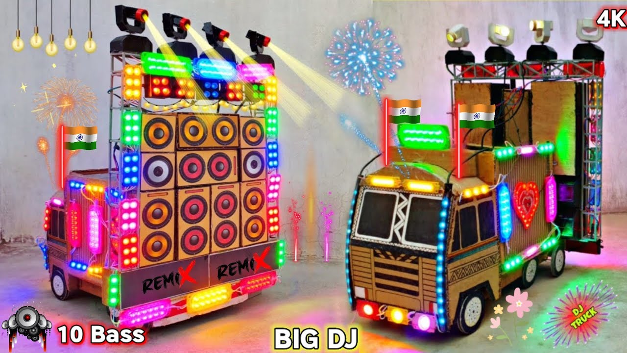 Mini Dj Truck loading At-New Home by cardboard making dj truck and sharpy light big dj setup loading