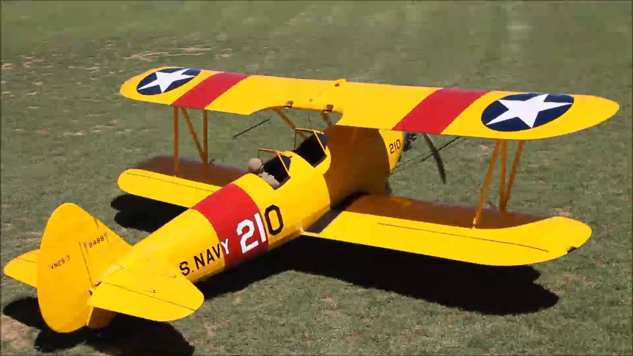 Maiden Flight of Vinnies Boeing Stearman 1/3 Scale Balsa USA