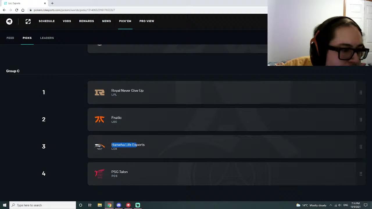 LoL Worlds Pick'em Group Stage