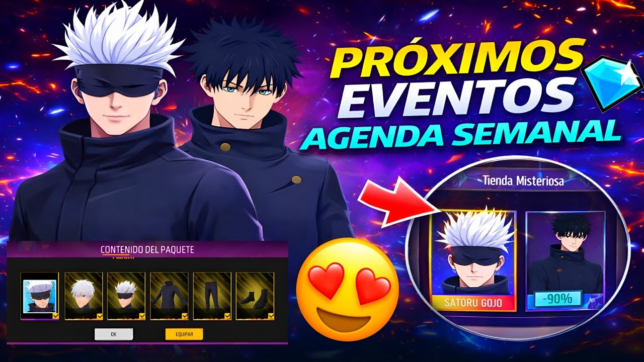 Como Sacar a Satoru Gojo Free Fire Agenda Semanal Enero 2026 Fushiguro tienda misteriosa