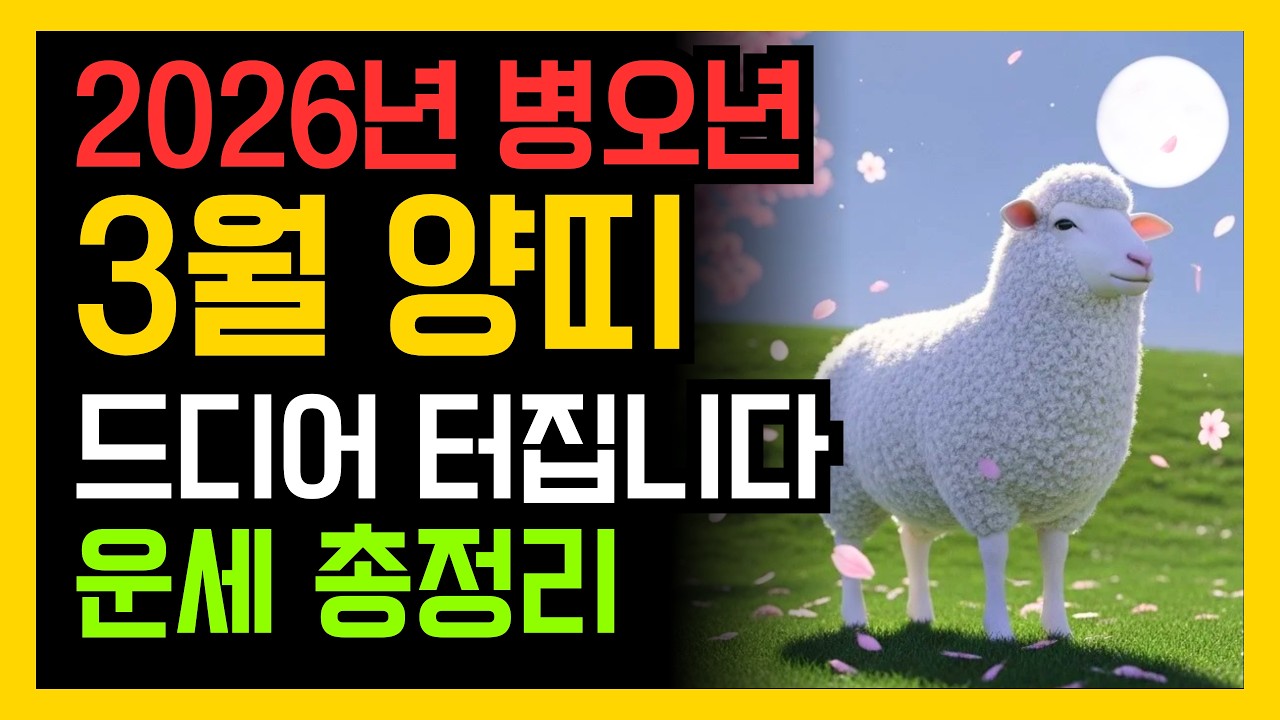 2026년 병오년 3월 양띠 🐑 드디어 터집니다! 운세 총정리