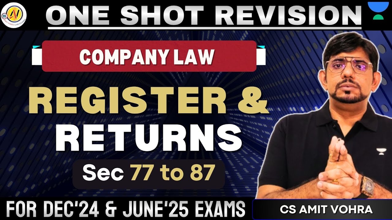 CS Executive Company Law One Shot Revision Register & Returns CS Amit Vohra #unacademy #unacademycs