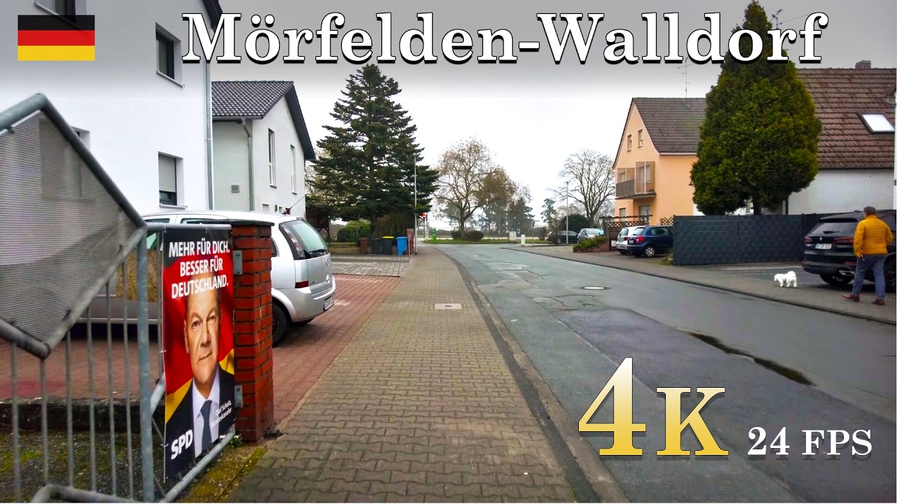 Early Morning Walk in M&ouml;rfelden-Walldorf, Germany | 4K | Cloudy Winter Silence