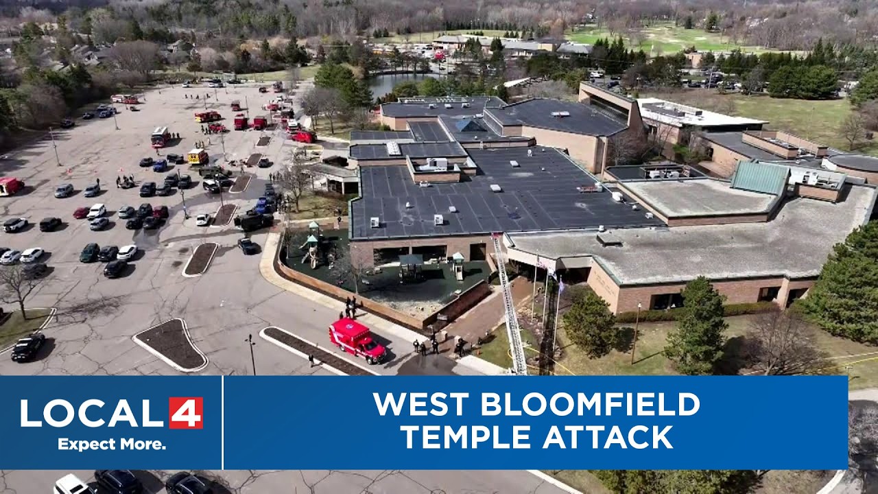 Drone video shows West Bloomfield Jewish temple after crash, shots fired
