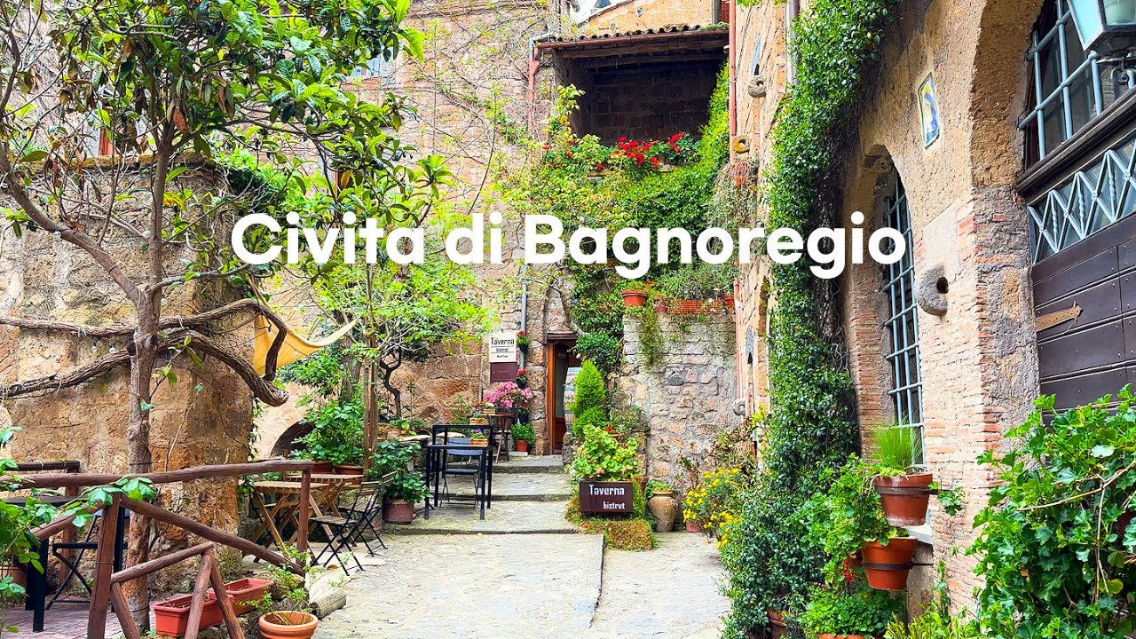 [4K]🇮🇹Чивита ди Баньореджо, таинственная деревня на вершине холма в Италии, обед в Alma Civita👍💗2023
