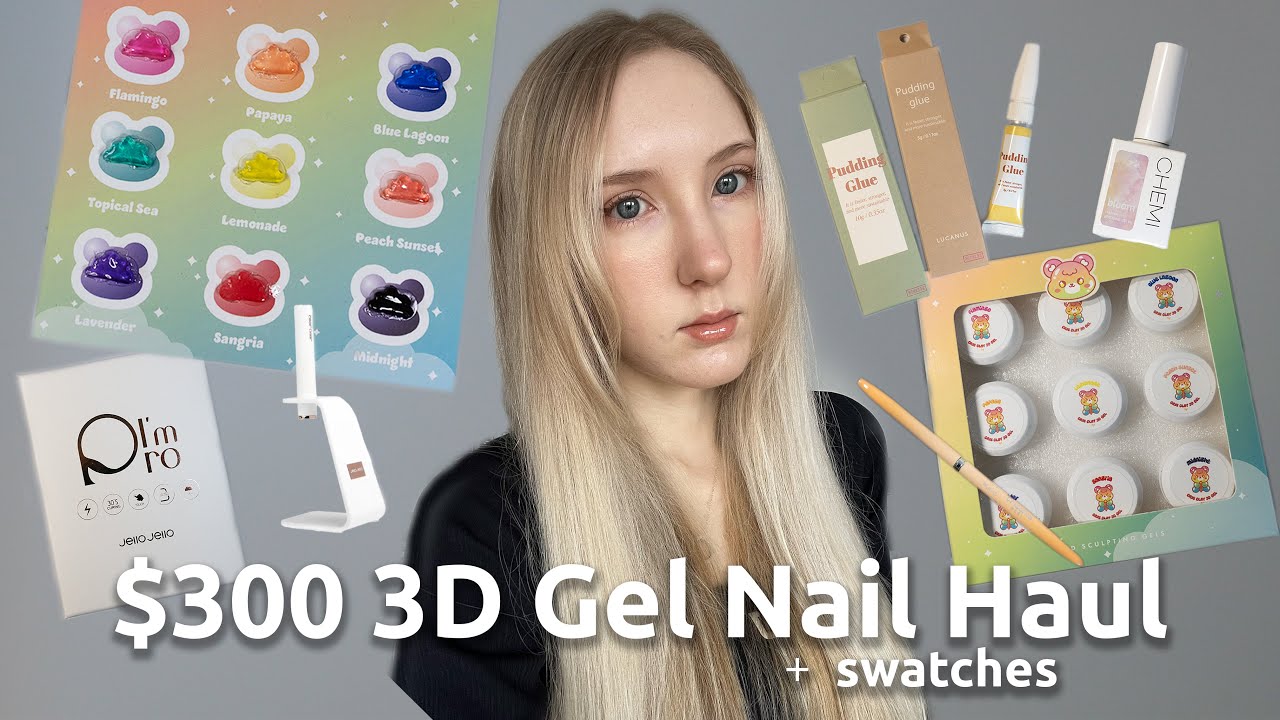 $300 3D Gel Polish & Korean Nail haul (lamp + press on supplies) 💅 | ft. JelloJello, DanjiNail