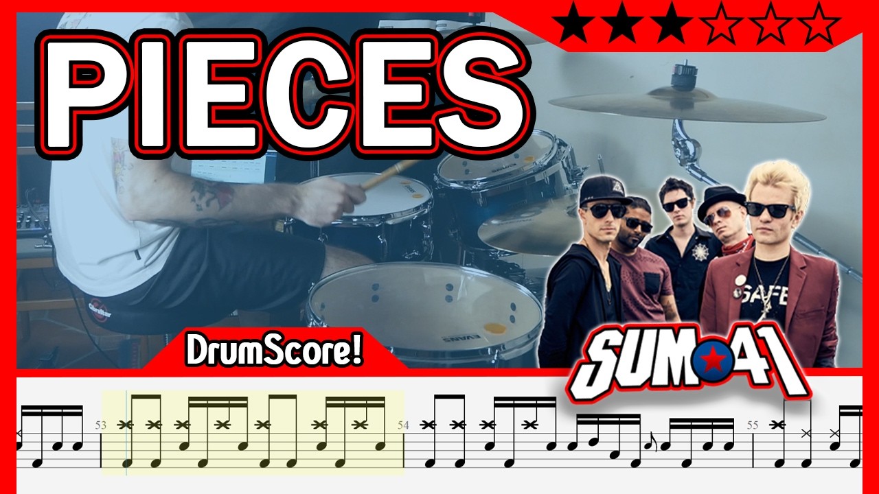 Pieces - Sum 41 | Play-Along Drum Cover with Sheet Music