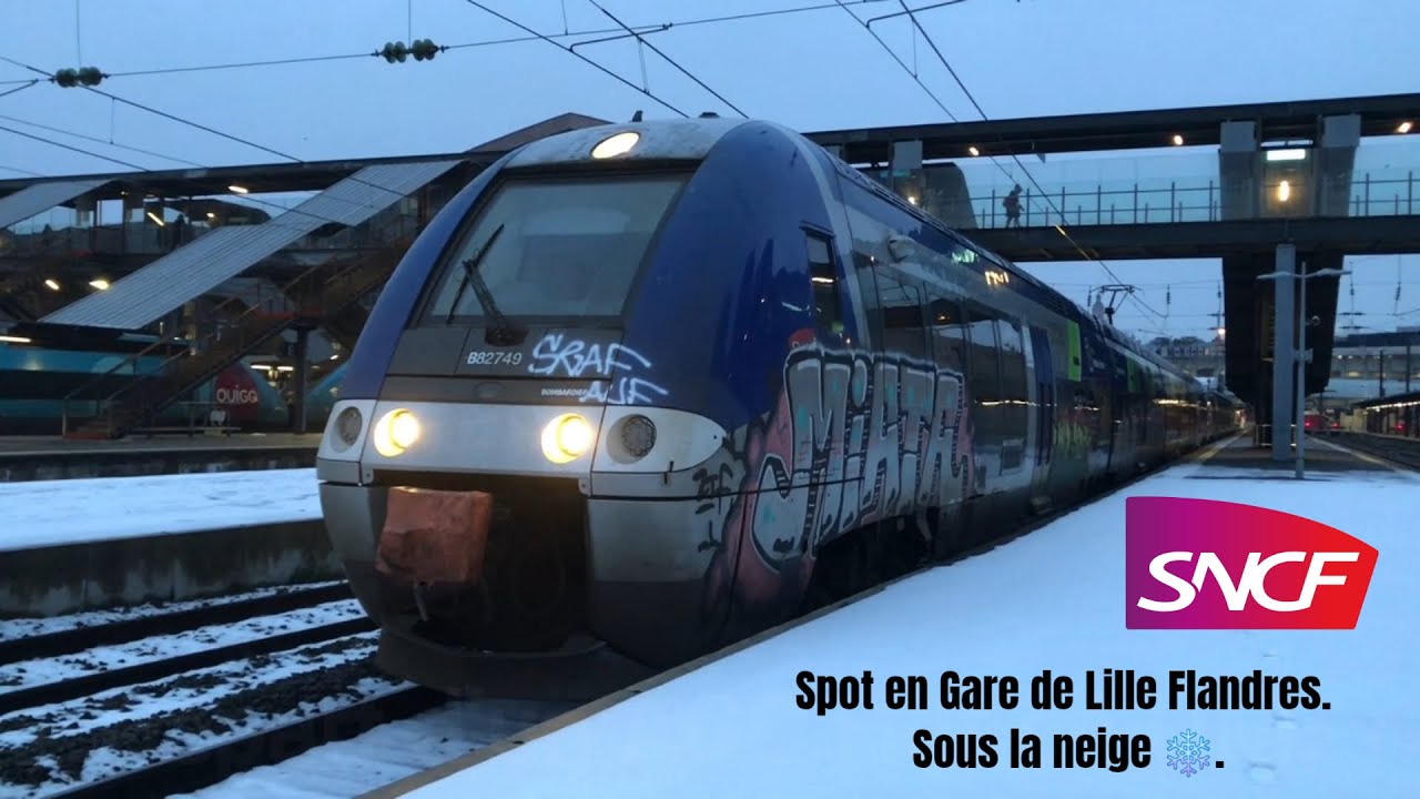 [ TRAINS TER, TGV SNCF ]. Spot en Gare de Lille Flandres sous la neige ❄. (7).