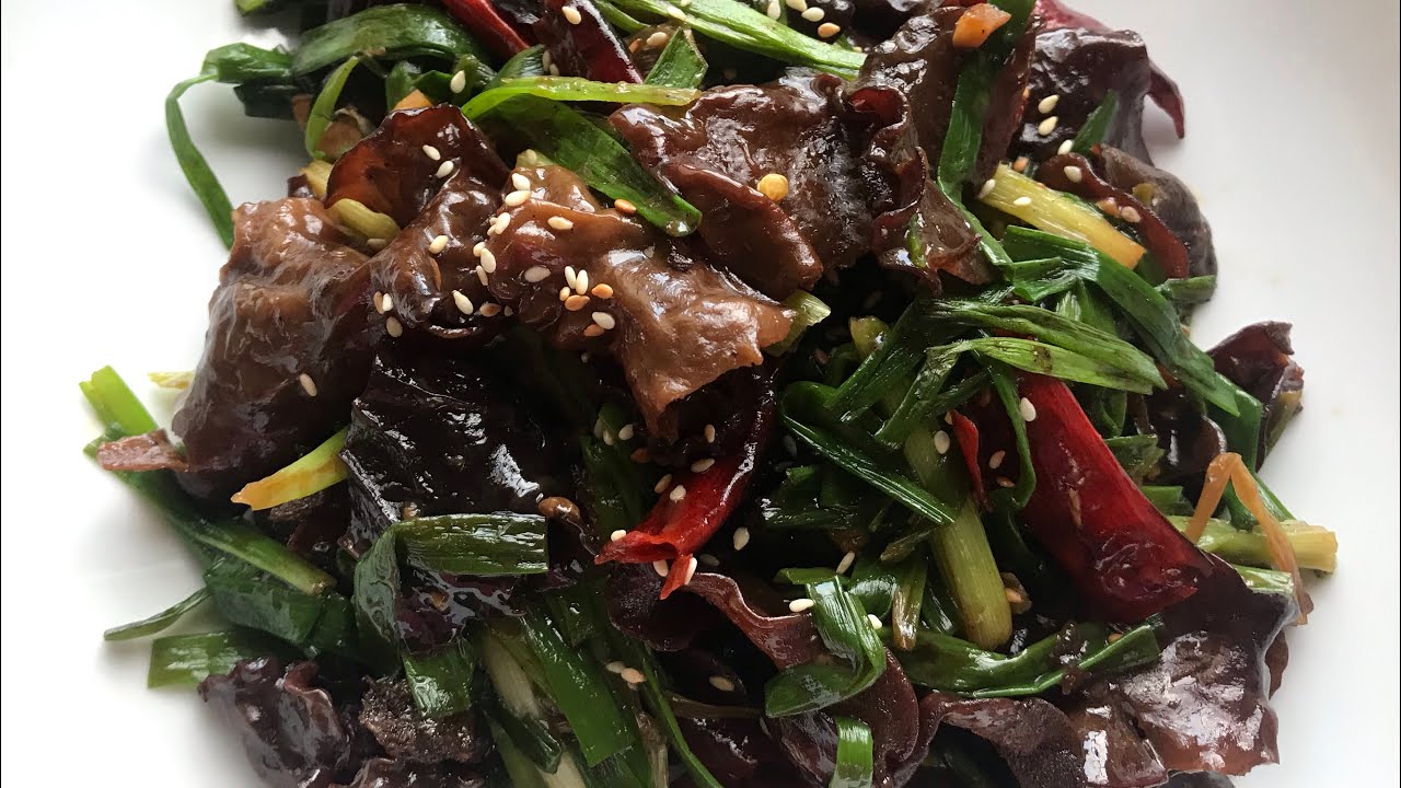 Stir-fried Black Fungus with Green Onion | Simple black fungus with garlic recipe
