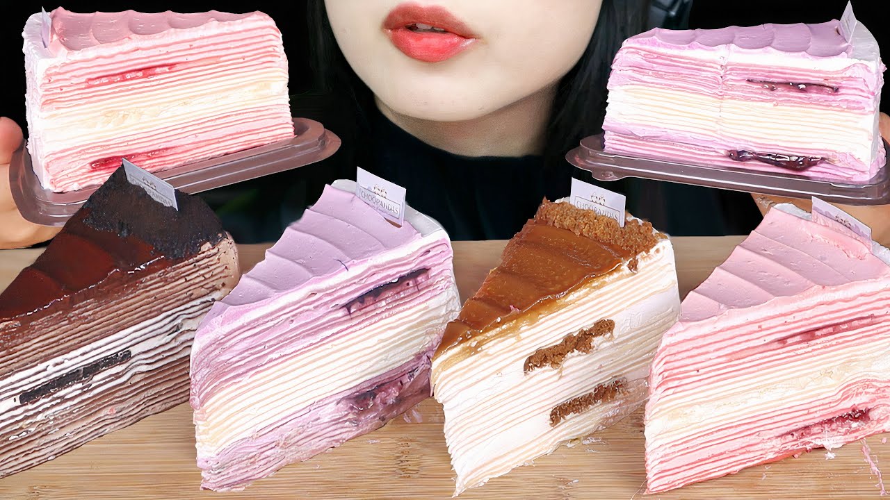ASMR K3MART CREPE CAKE - NUTELLA COOKIES, VANILLA BLUEBERRY YOGURT, LOTUS BISCOFF, STRAWBERRY CHEESE