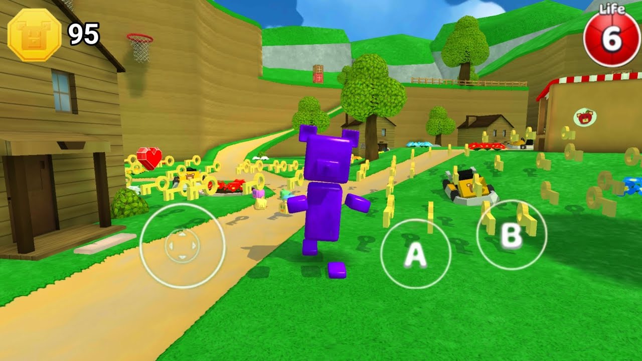 Purple Bear and keys in Bear Village + Super Bear Adventure Gameplay Walkthrough
