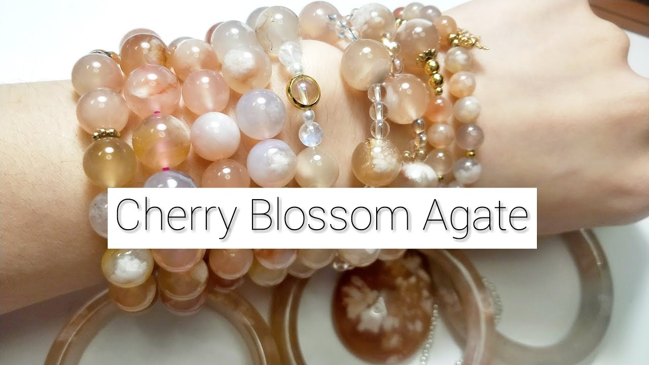 Cherry Blossom Agate Jewelry Collection / natural stone bracelets